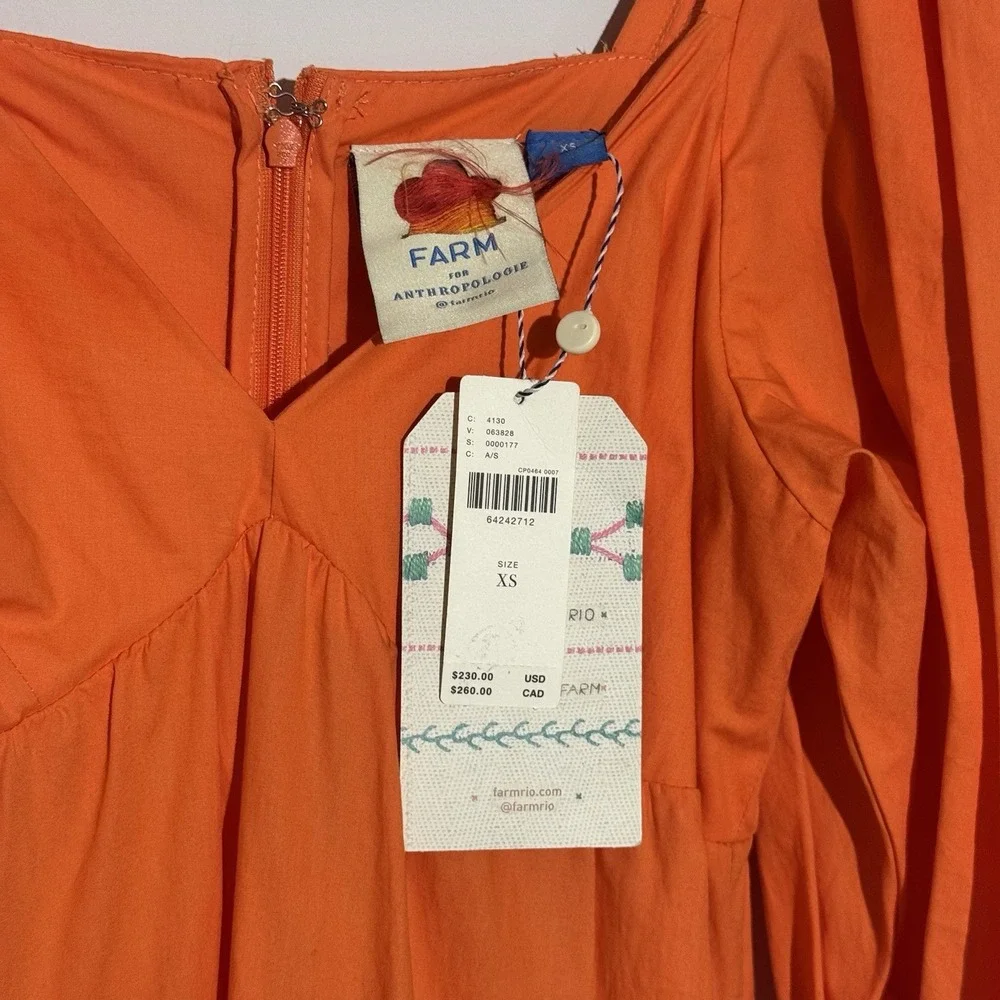 Anthropologie Farm Rio Tiered Colorblocked Maxi Dress Puff Sleeve‎ XS $230 NWT